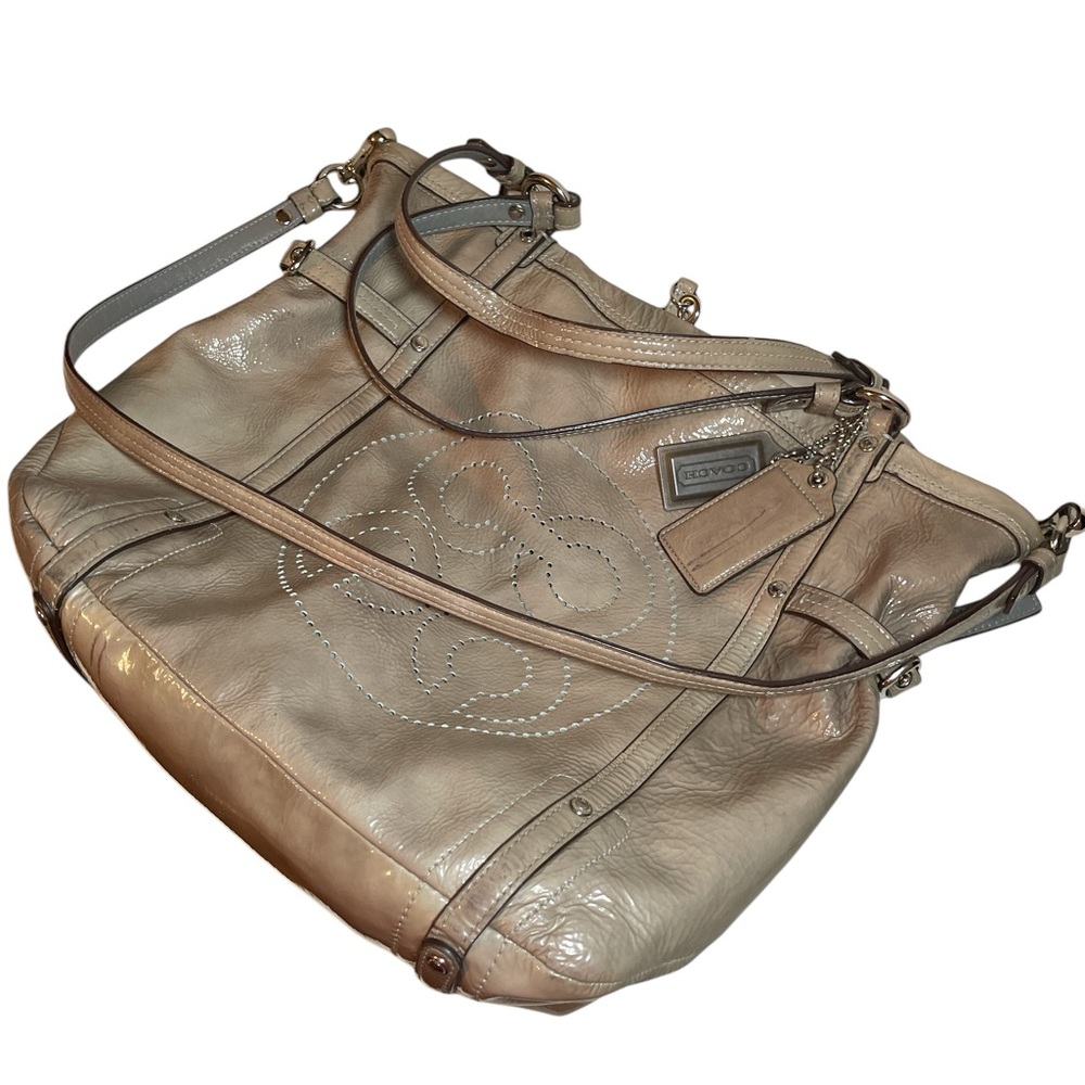 COACH Audrey Andie Gray Patent Leather Crossbody Tote Bag - Picture 3 of 16